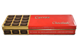 Lata vintage alargada con tapa en relieve para chocolates Carro's de A.DRIESSEN Rotterdam