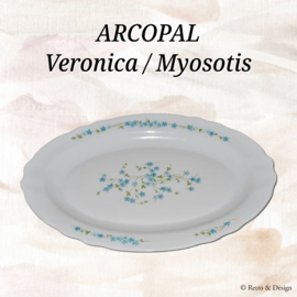 Vintage oval Arcopal Veronica / myosotis serving tray