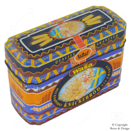 Auténtico lata de almacenamiento vintage de Wasa para knäckebröd – Diseño práctico y funcional