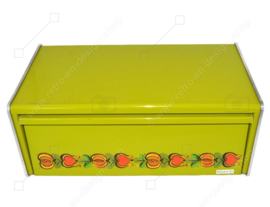 Vintage green Brabantia bread bin with red/orange fruit design