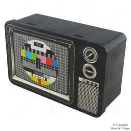 Lata de Almacenaje en Forma de Televisión Retro con Patrón de Prueba – 18,5 cm