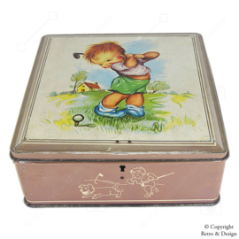 Vintage Van Melle Decorative Candy Tin from the 1950s - with Golfing Boy