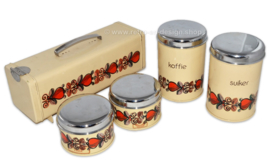Vintage Brabantia Set mit Dose für Lebkuchen, Kaffee, Zucker und zwei Vorratsdosen