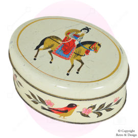 Vintage Tin from Simon de Wit featuring an Asian Woman on Horseback