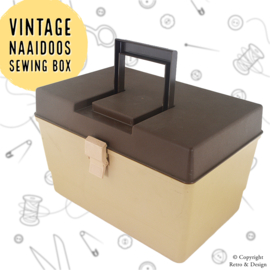 Caja de Costura Vintage – Años 70 en Blanco Crema y Marrón