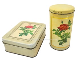 Vintage rusk tin and biscuit tin with roses by Hoffmann Switzerland