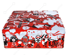 Square cookie tin 125 years Verkade in red, white and black