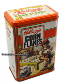 Vintage blik Kellogg's Cornflakes, oranje bewaarbus