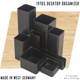 Stijlvol en Functioneel: Vintage Zwart Plastic Bureau-Organizer voor Een Georganiseerde Werkruimte