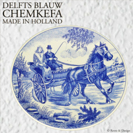 "Historical Delft Blue Wedding Plate - Otto Eerelman - Chemkefa: Romance in a Frisian Carriage"