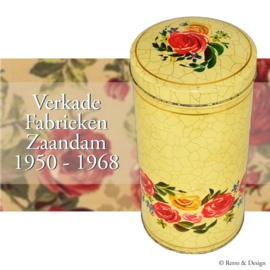 "Lata vintage de galletas Verkade con motivo de rosa: ¡Una pieza atemporal de la historia holandesa!"