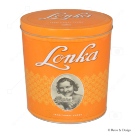 "A Timeless Jewel: Lonka's Oval Orange Retro Tin for Traditional Fudge"