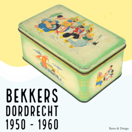 Vintage Blechdose mit Trachtendarstellung, hergestellt von Bekkers, Dordrecht