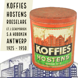 Vintage tin for storing coffee beans - brand Koffie Hostens, Roeselaren