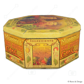 Large vintage octagonal tin for Mommy's Rich Fruity Cake