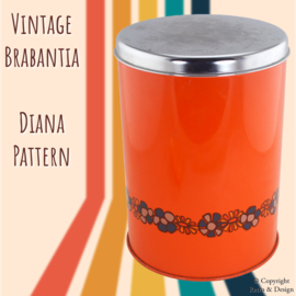 "Oranje: Brabantia's Diana Bloemenmotief Opbergtrommel. Haal Vintage Design in Huis!"