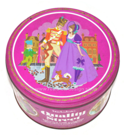Lata vintage grande y redonda de color púrpura para Mackintosh Quality Street