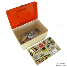"Vintage Curver Sewing Box from the 1970s - Complete with Notions for Instant Creative Pleasure!"