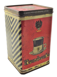 Vintage Rombouts koffieblik, rood met zwart/wit