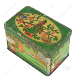 Rectangular vintage cocoa tin with hinged lid, "De Gruyter's cocoa", Groenmerk