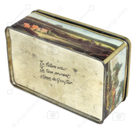 Vintage biscuit tin for De Gruyter with landscapes by Jacob Ruisdael, including the Wijk bij Duurstede windmill