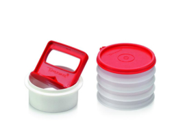 Vintage Tupperware Set, Hamburgerpresse / Hamburger Maker, 5 Behälter