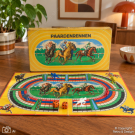 Vintage Paardenrennen bordspel – wedrenspel – ca. jaren 60-70