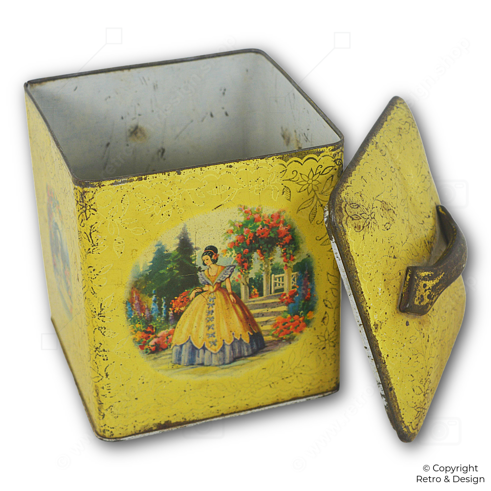 Tambor de Lata Vintage Verblifa – Encantadora Lata con Motivo Victoriano “Container Made in Holland”