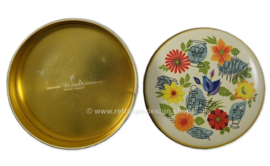 Vintage biscuit tin with flowers made by Verkade