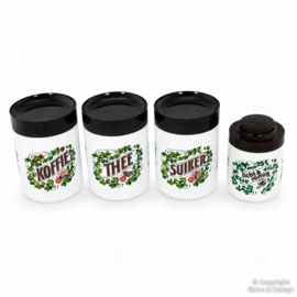 Set de Pots de Conservation Vintage Douwe Egberts en Verre Opalin – Années 1970
