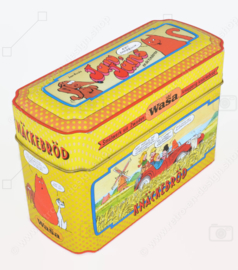 Vintage bewaarblik voor WASA knäckebröd met Jan, Jans en de kinderen van Jan Kruis