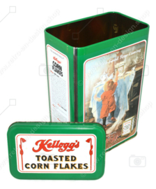 Lata vintage para Cornflakes de Kellogg, lata de almacenamiento verde, There's a Good Time Coming