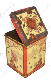 Rectangular tea tin with oriental scenes in relief for NIEMEYER