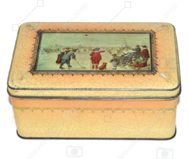 Vintage tin with ice scene "Kolfen op het ijs" by Hendrik Avercamp for KG coffee/tea