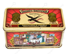 Vintage tin for matches of the Zwaluw brand "Säkerhets Tändstickor" since 1895