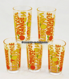 Vintage Limonadeglas, Lemon, Orange