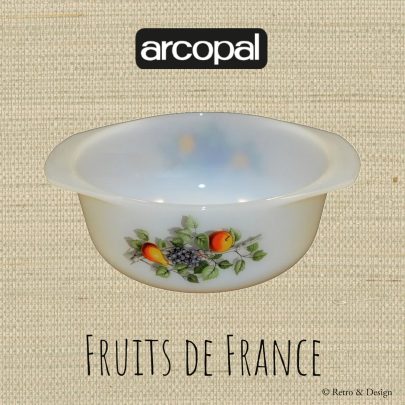 Vintage round Casserole Arcopal Fruits de France Ø 18,5 cm
