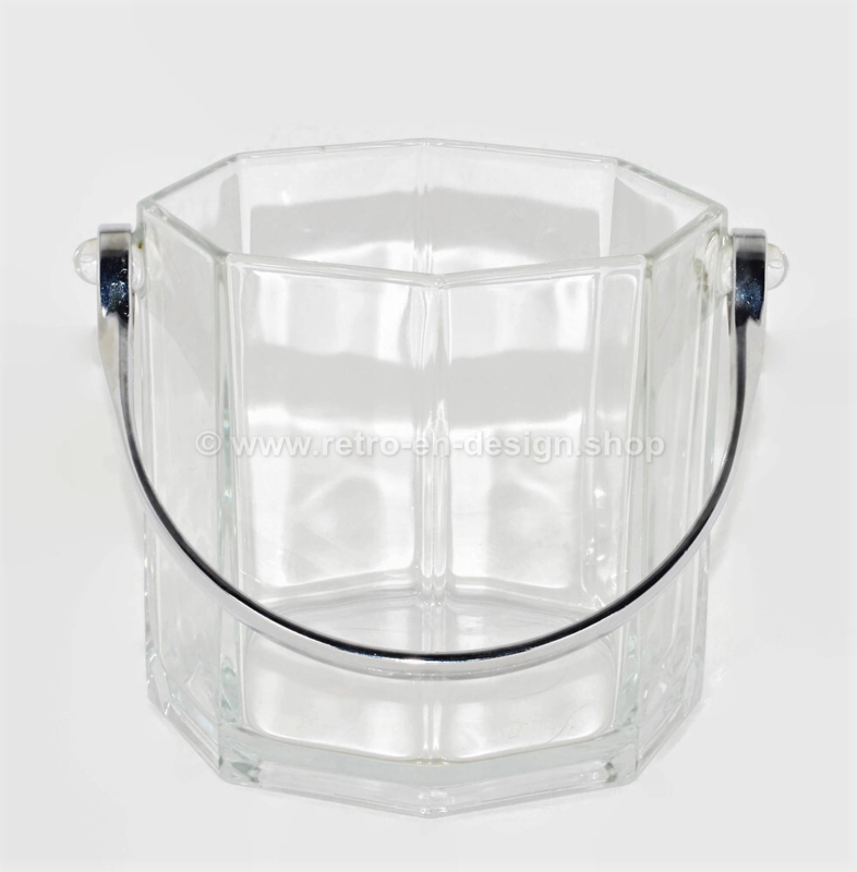 Seau à glace vintage en verre transparent pour glaçons par Arcoroc France, octime-clair