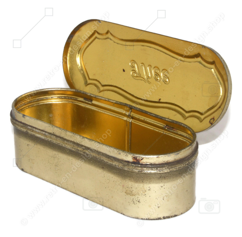 Brocante tin for loose tea or storing spoons for Albert Heijn