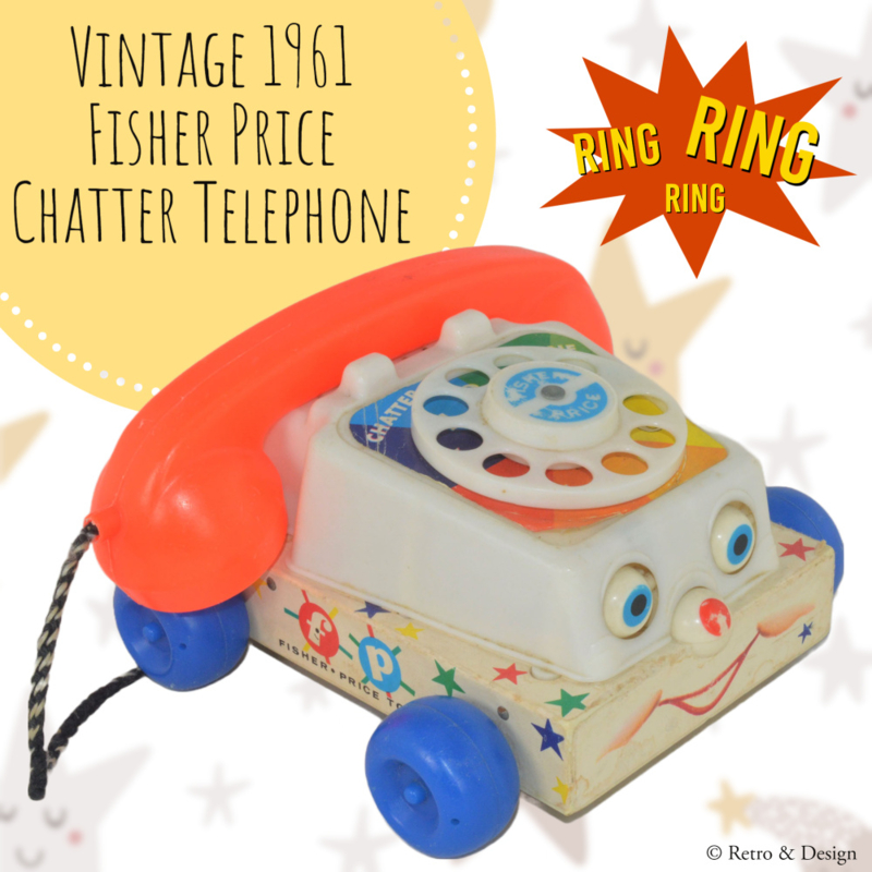 Teléfono de juguete antiguo "Chatter" de Fisher-Price de 1961