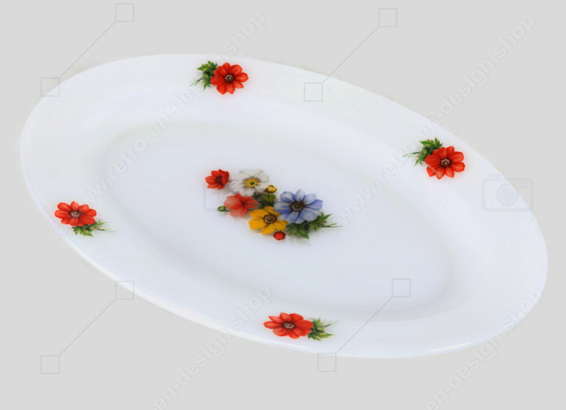 Vintage ovale serveerschaal met bloemenpatroon "Anemones" van Arcopal France
