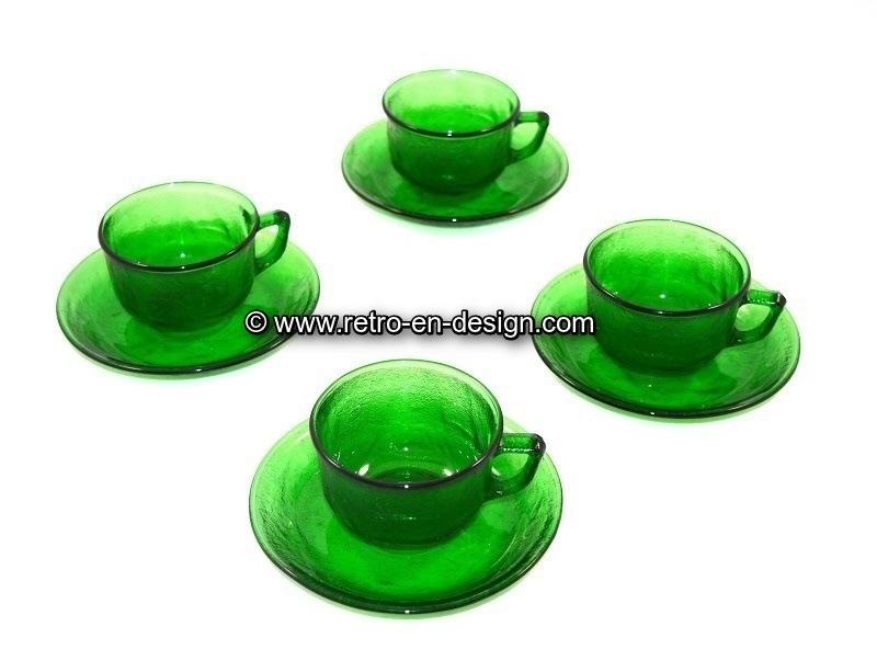 Arcoroc Sierra glassware, green Cup and saucer