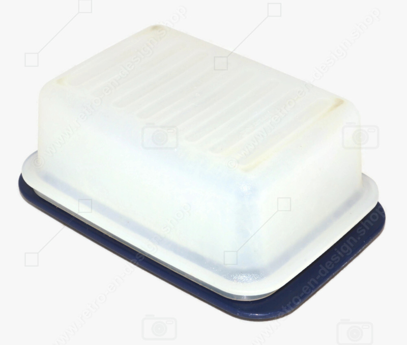 Vintage Tupperware botervloot met transparant deksel en blauwe bodem