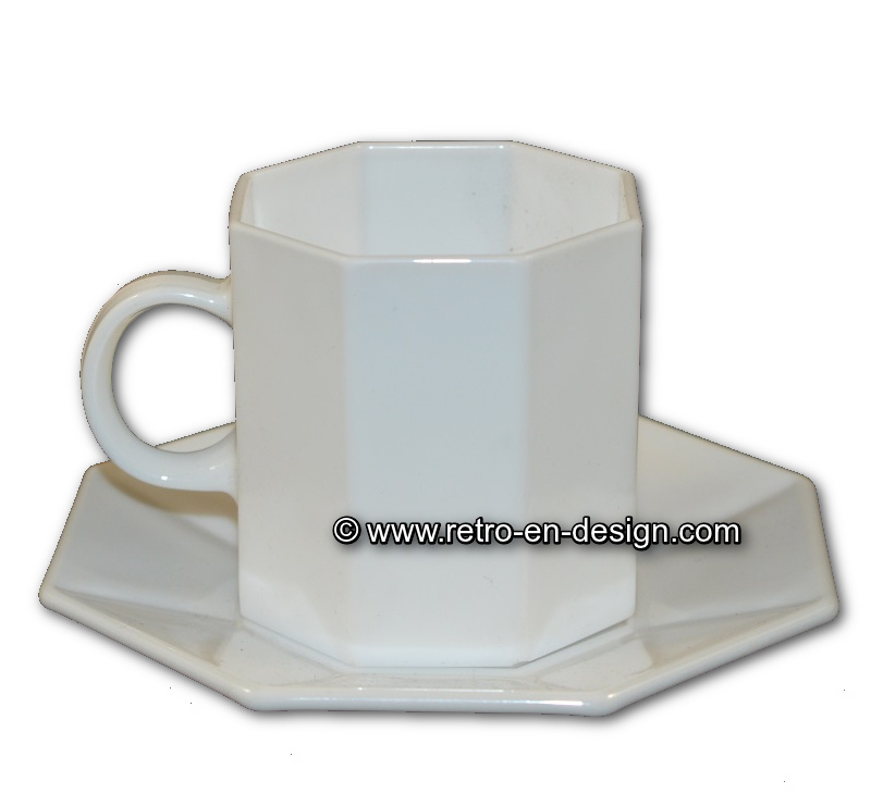 Arcoroc Octime, White cup and saucer