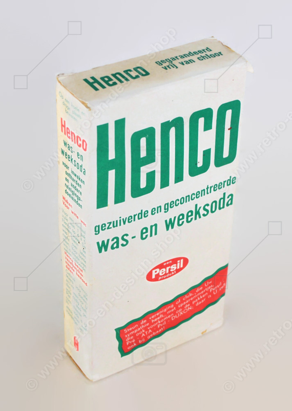 Hoog rechthoekig pak Henco was- en weeksoda, wit, groen en rood