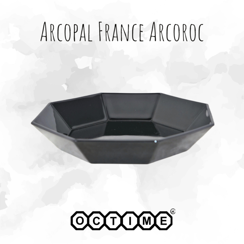 Groot diep bord of schaal van Arcoroc France, Luminarc Octime-zwart