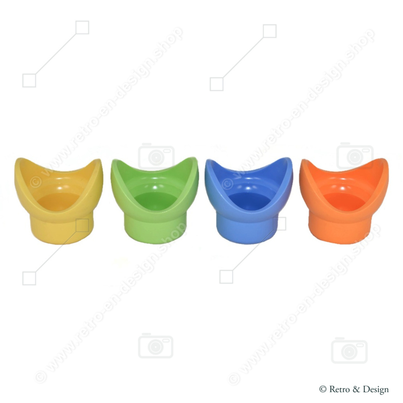Set van vier vintage Tupperware Impressions plastic pastelkleurige eierdopjes