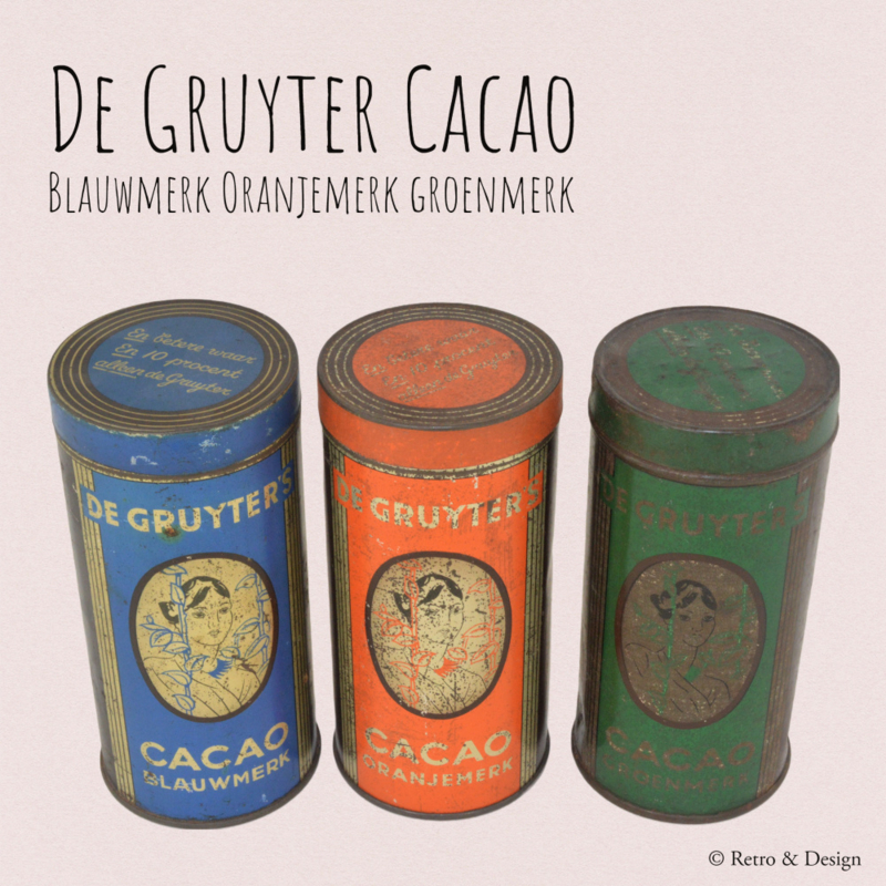 Vintage De Gruyter Cacao Blauwmerk, Oranjemerk, Groenmerk