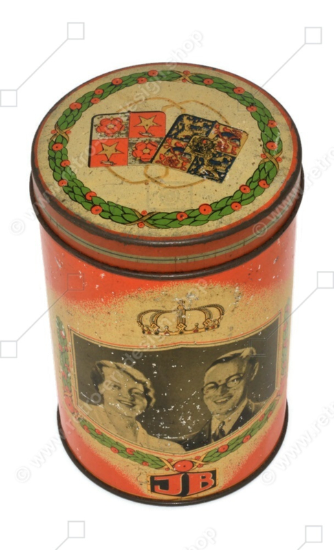 Boîte de biscottes à l'occasion des fiançailles entre Juliana et Bernard, Heidelberg 1936