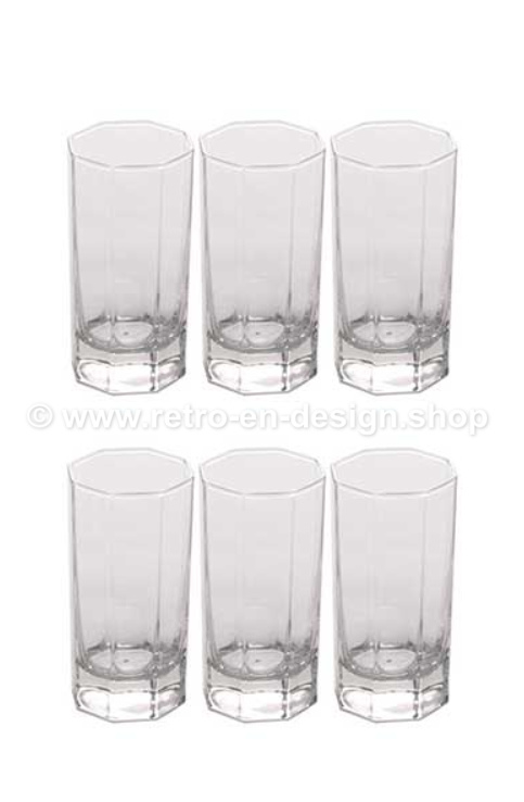 Vintage langwerpig helder shotglas van Arcoroc France, Luminarc Octime-Clear.